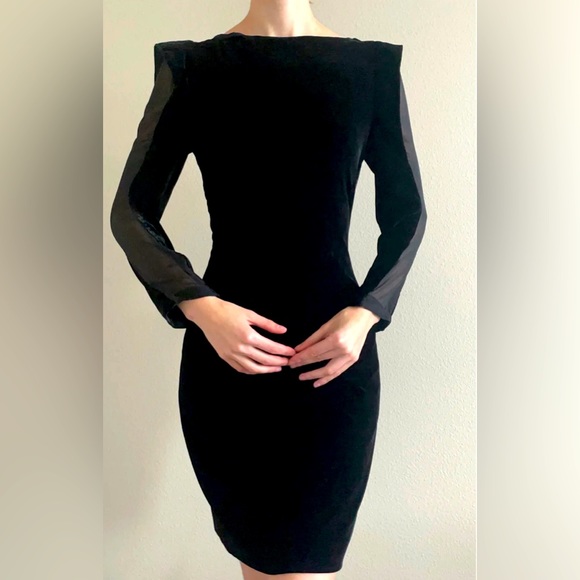 Vintage Jean Paul Gaultier Blk Velvet dress, long sleeve w/sheer side sl… - Picture 1 of 9